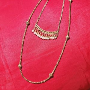 2 layer gold dangle necklace